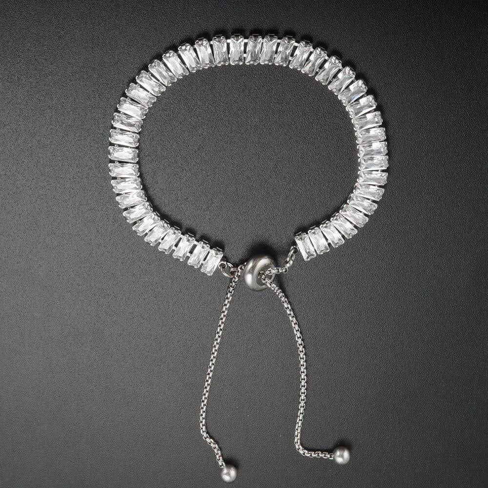 Baguette Shaddad Necklace – Chinese Gold Plated with 4mm Zircon Stones S1