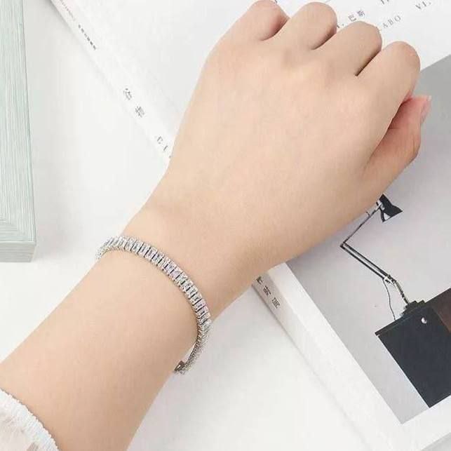 Large Baguette Bracelet – Chinese Gold Plated with Genuine Zircon Stones S1