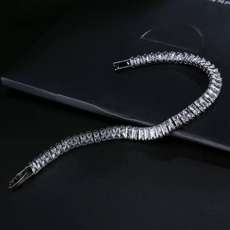 Large Baguette Bracelet – Chinese Gold Plated with Genuine Zircon Stones S1