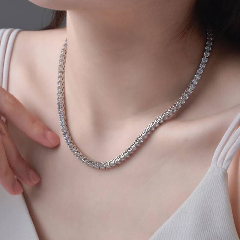 Tennis Necklace – Chinese Gold Plated with 3mm Zircon Stones, 40cm Length S1