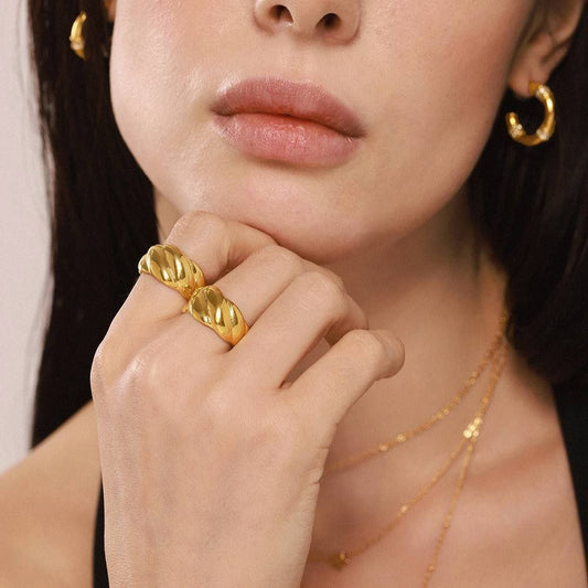 Pure 316 Stainless Steel Ring – Heavy Quality, Real Gold Plated S1