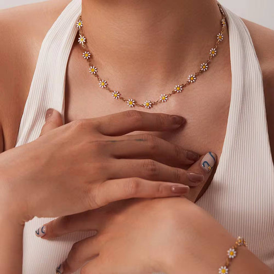 Full Sunflower Set – Pure 316 Stainless Steel (Necklace + Bracelet) S1