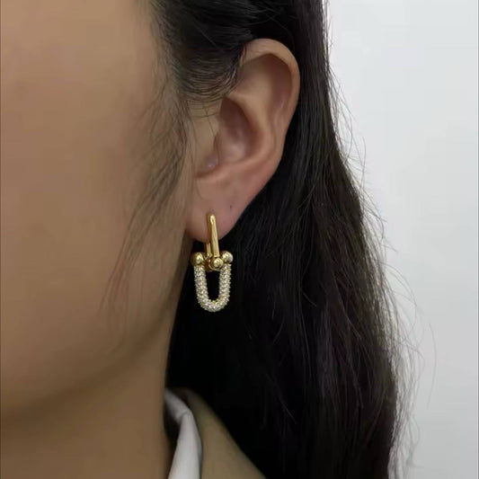 Tiffany Stud Earrings – Gold Plated with Zircon Stones S1