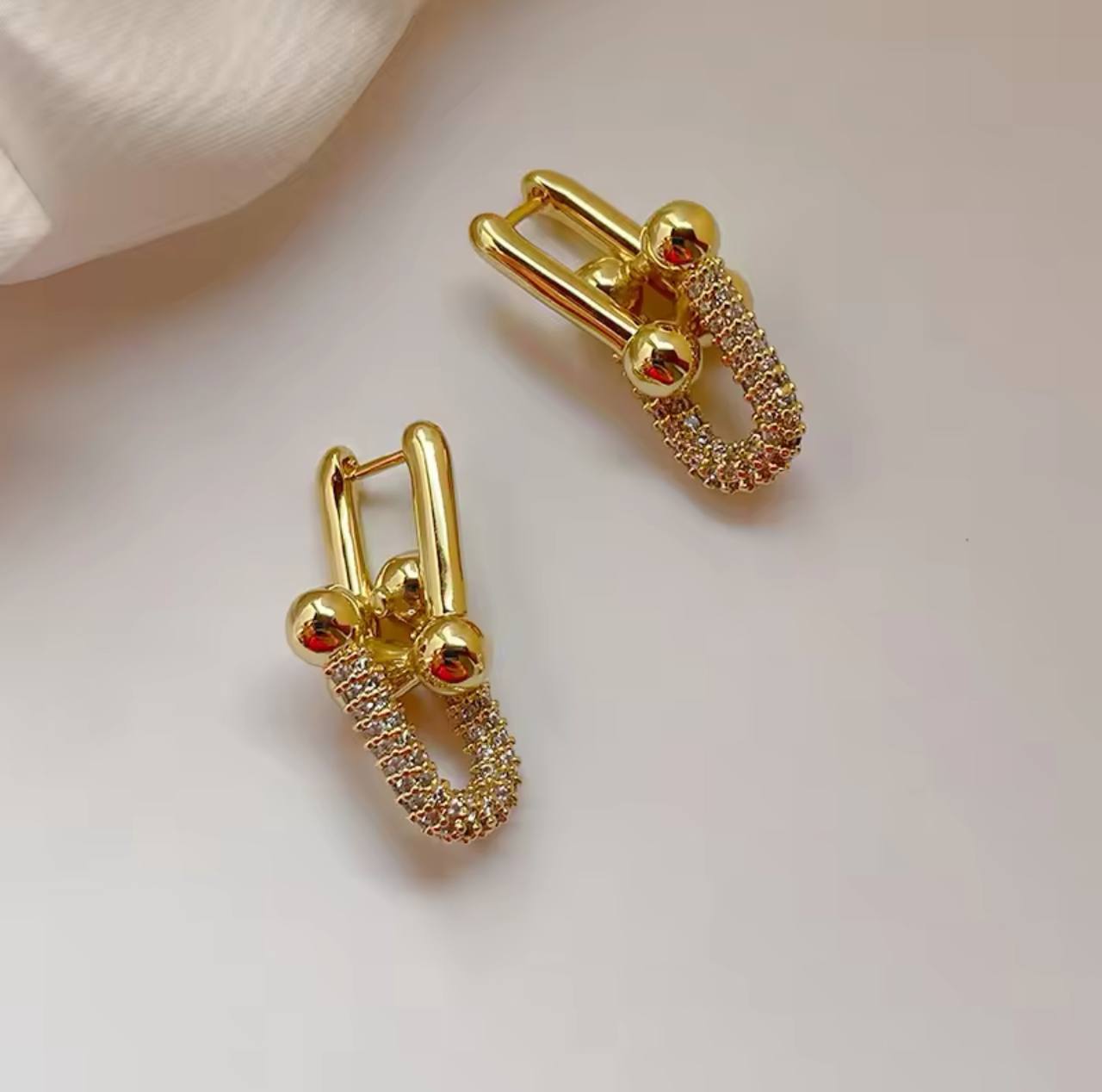 Tiffany Stud Earrings – Gold Plated with Zircon Stones S1