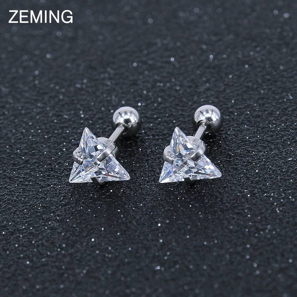 Triangle Piercing – Pure 316 Stainless Steel with Zircon Stone S1