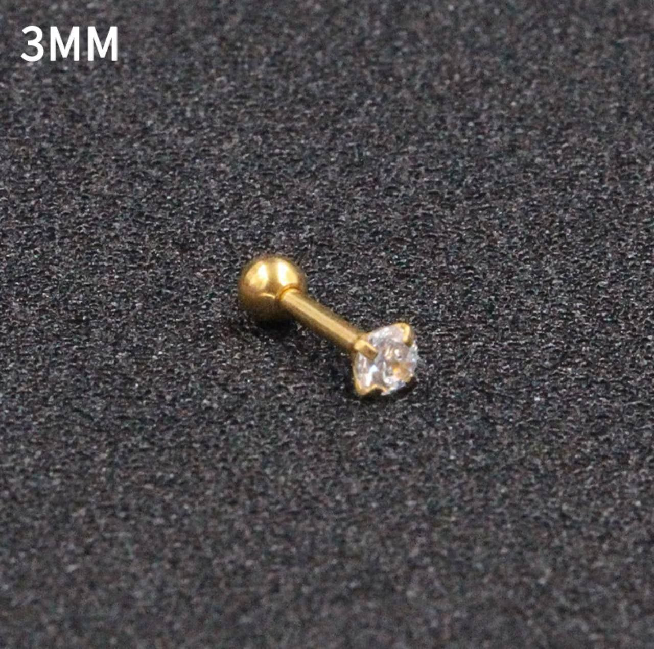 Piercing – Pure 316 Stainless Steel with Zircon Stone S1