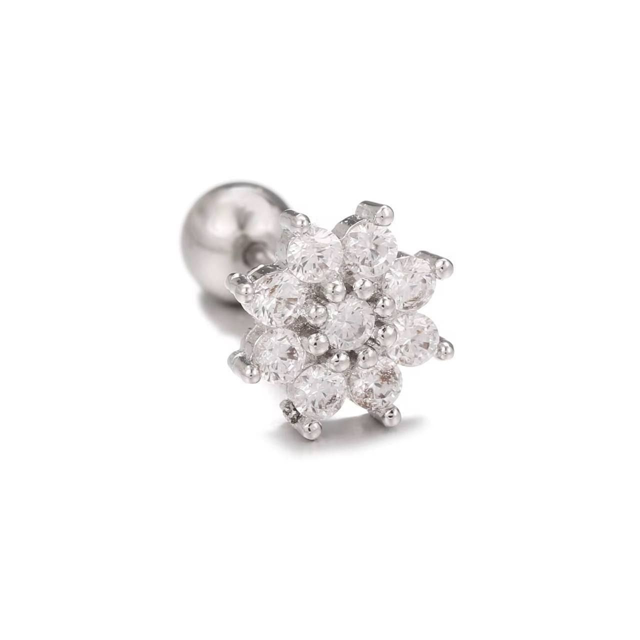 Bar Back Piercing – Pure 316 Stainless Steel with Zircon Stones S1