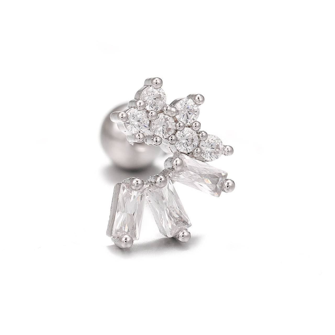 Bar Back Piercing – Pure 316 Stainless Steel with Zircon Stones S1