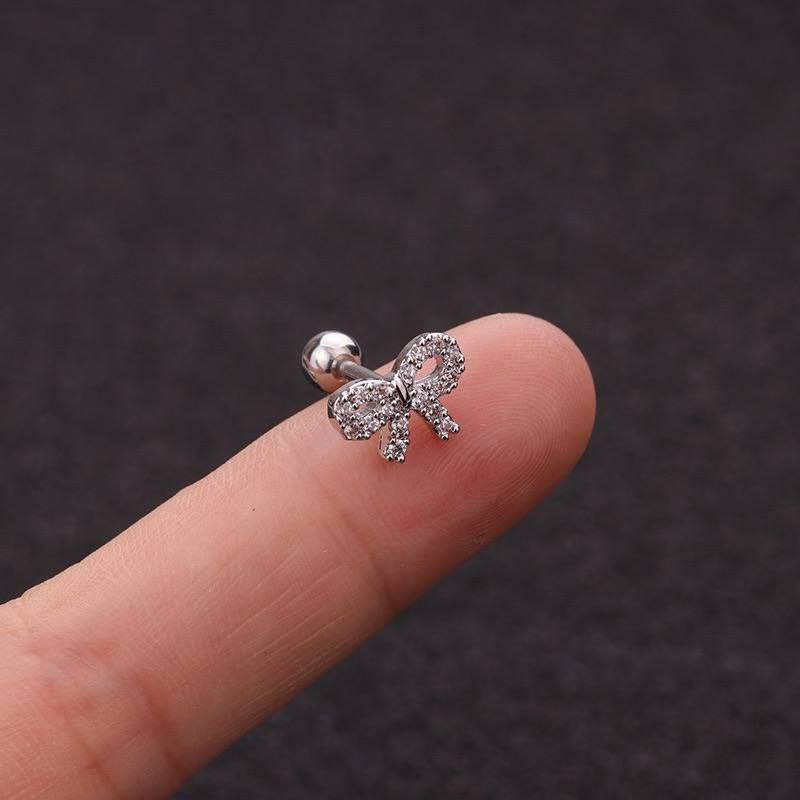 Bar Back Piercing – Pure 316 Stainless Steel with Zircon Stones S1