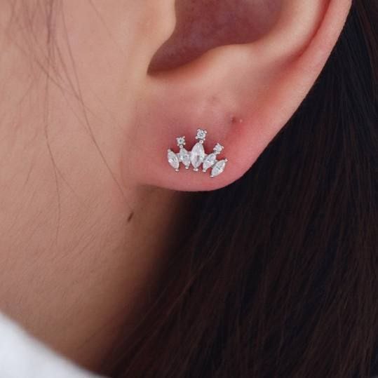 Bar Back Piercing – Pure 316 Stainless Steel with Zircon Stones S1