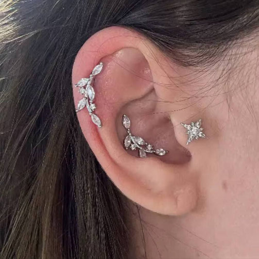 Bar Back Piercing – Pure 316 Stainless Steel with Zircon Stones S1