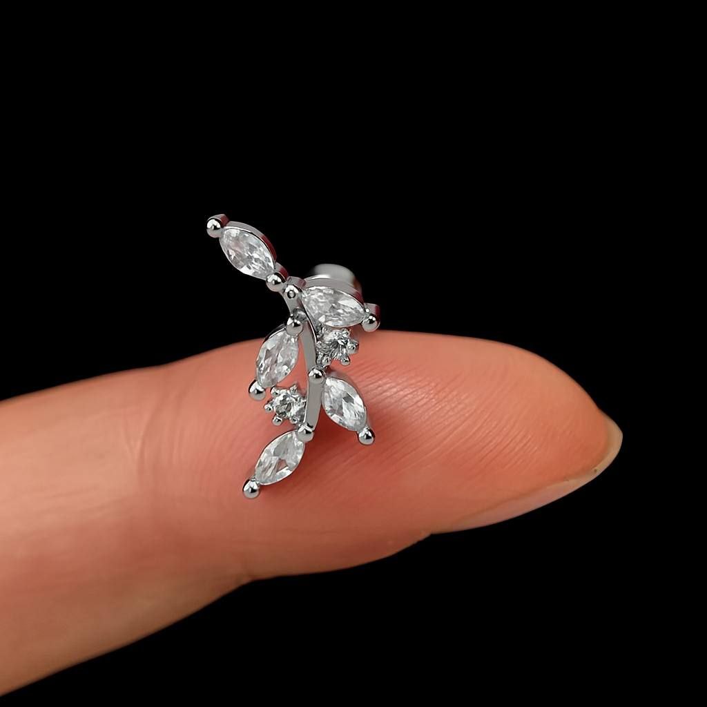 Bar Back Piercing – Pure 316 Stainless Steel with Zircon Stones S1