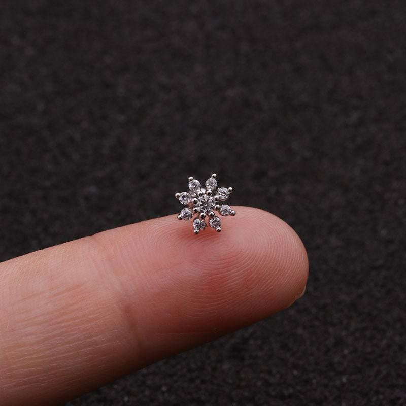 Bar Back Piercing – Pure 316 Stainless Steel with Zircon Stones S1