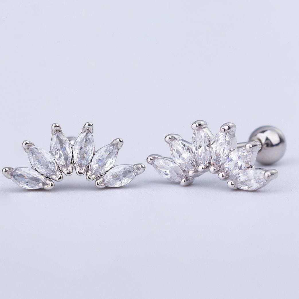 Bar Back Piercing – Pure 316 Stainless Steel with Zircon Stones S1