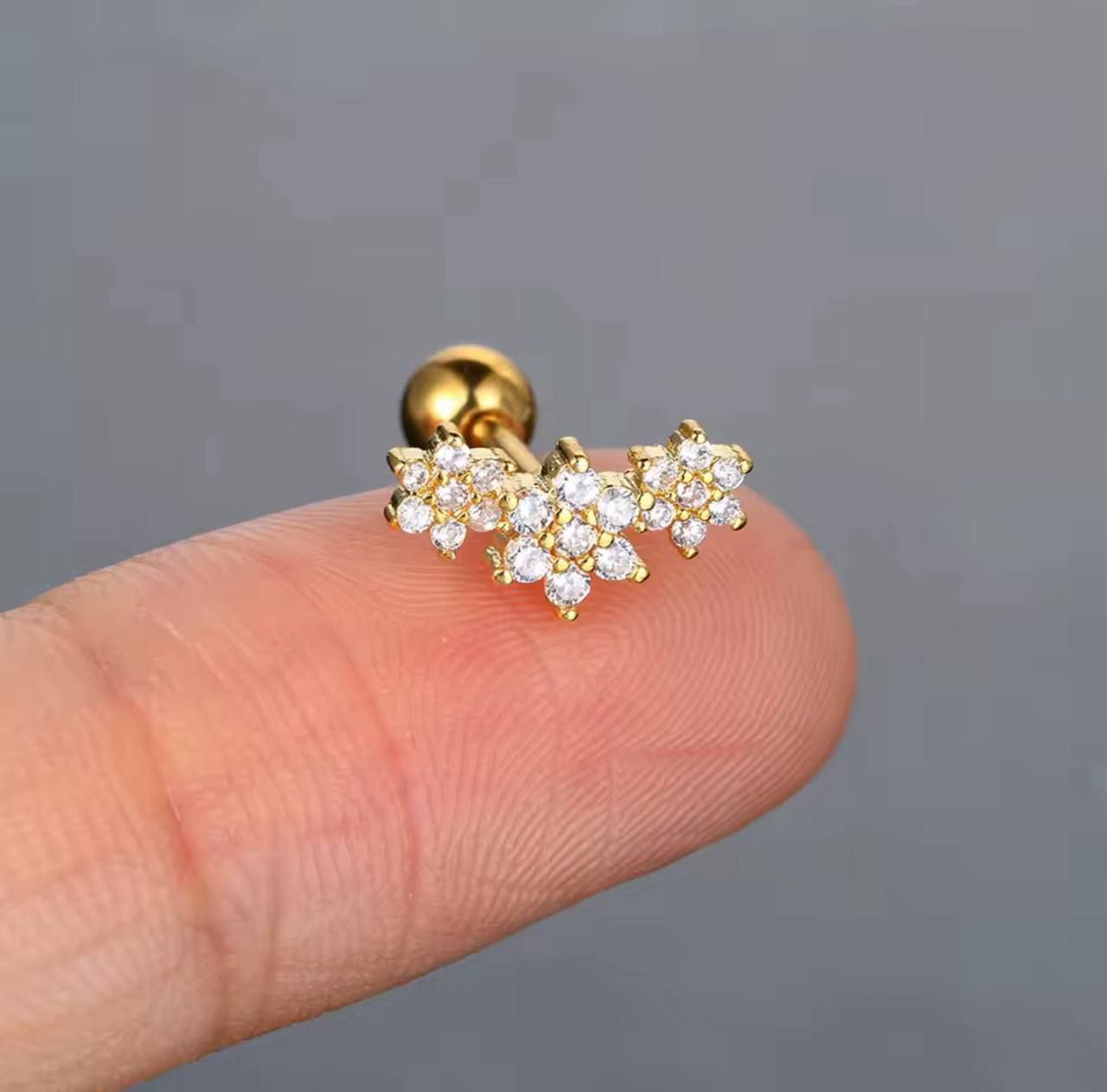 Bar Back Piercing – Pure 316 Stainless Steel with Zircon Stones S1