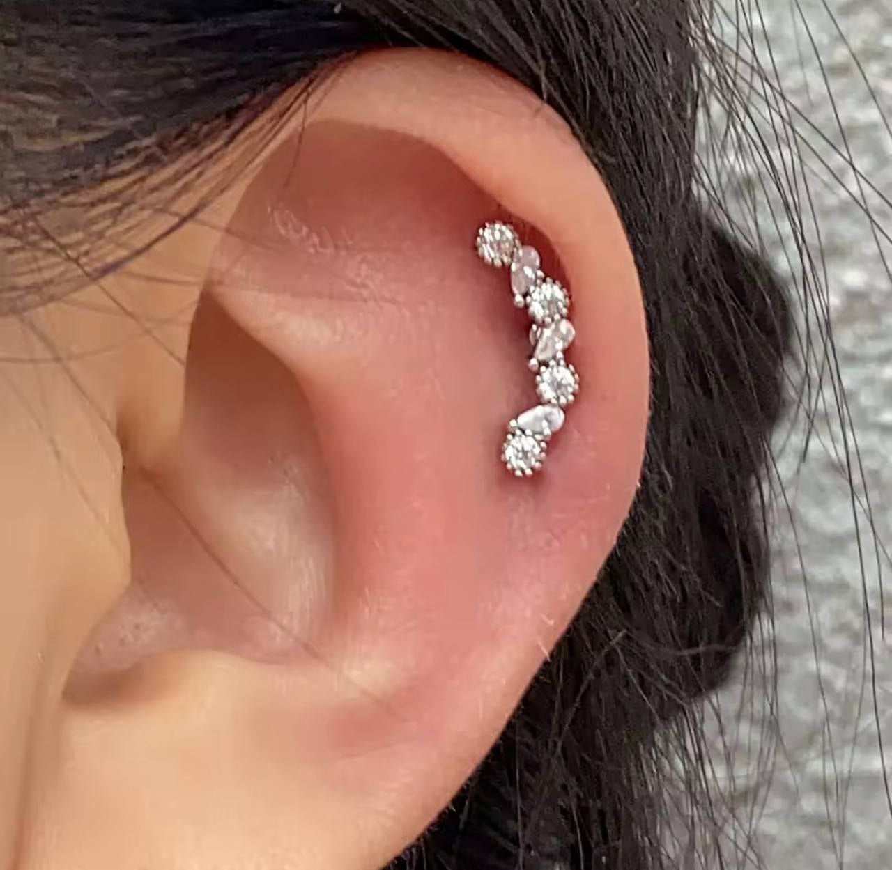 Bar Back Piercing – Pure 316 Stainless Steel with Zircon Stones S1