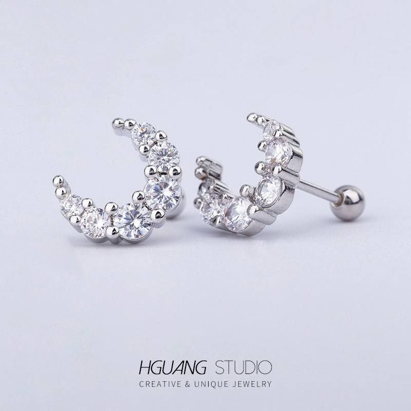 Bar Back Piercing – Pure 316 Stainless Steel with Zircon Stones S1