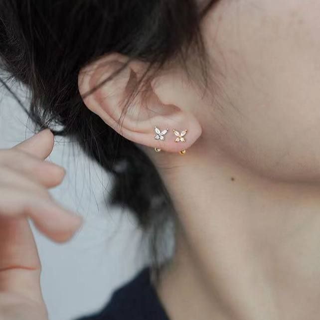 Bar Back Piercing – Pure 316 Stainless Steel with Zircon Stones S1