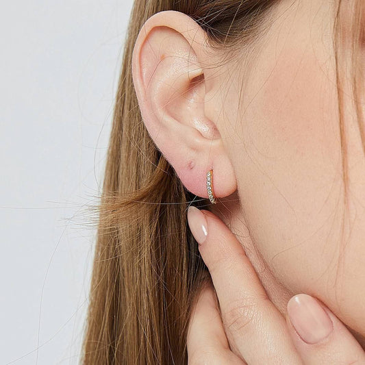 Bar Stud Piercing – Pure 316 Stainless Steel with Colored Zircon Stones S1