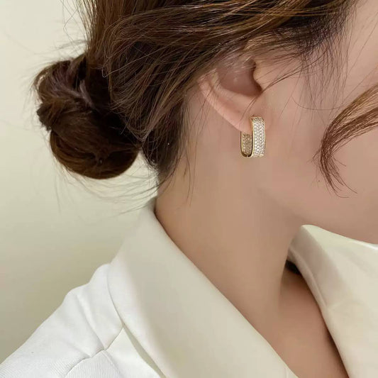 Zircona Triple Row Stud – Chinese Gold Mini Zircon Earring  S1