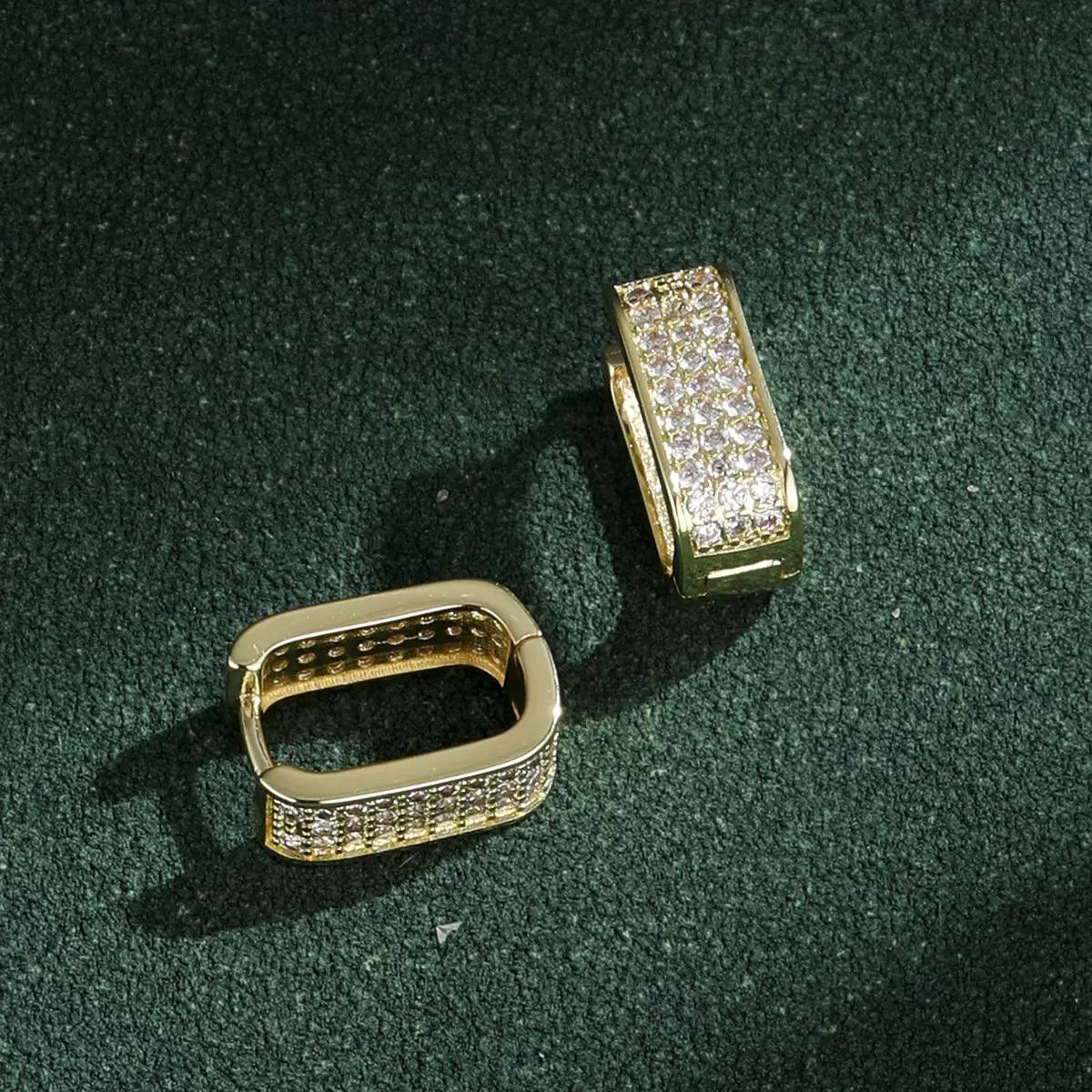 Zircona Triple Row Stud – Chinese Gold Mini Zircon Earring  S1