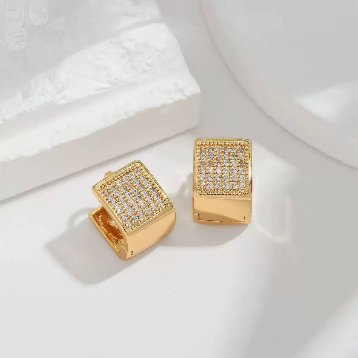 Zircona Six Rows Stud – Chinese Gold Mini Zircon Earring S1