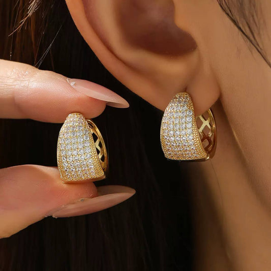 Zircona Nine Rows Stud – Chinese Gold Mini Zircon Earring S1