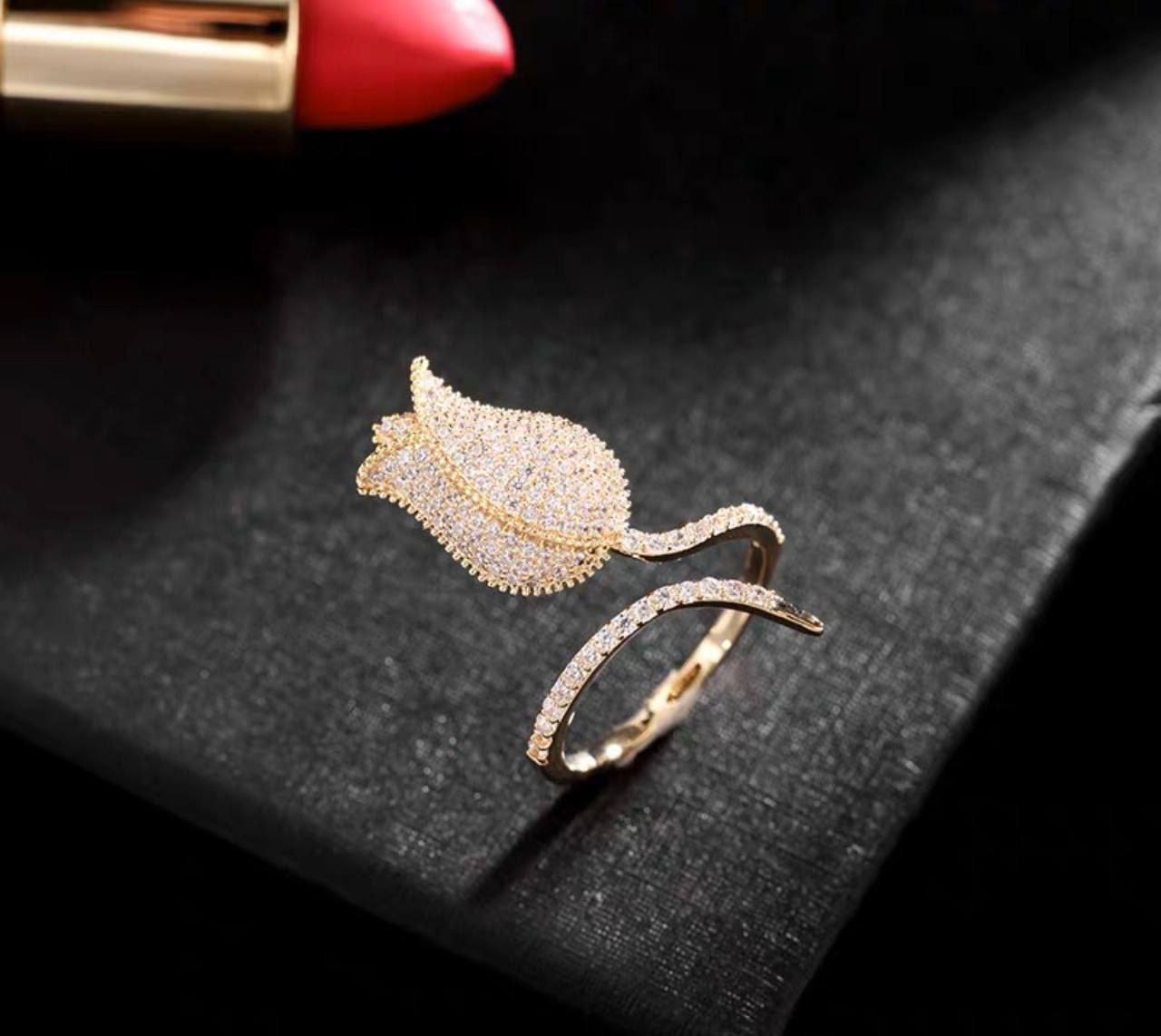 Zircona Classic Ring – Chinese Gold Free Size Zircon Rin S1