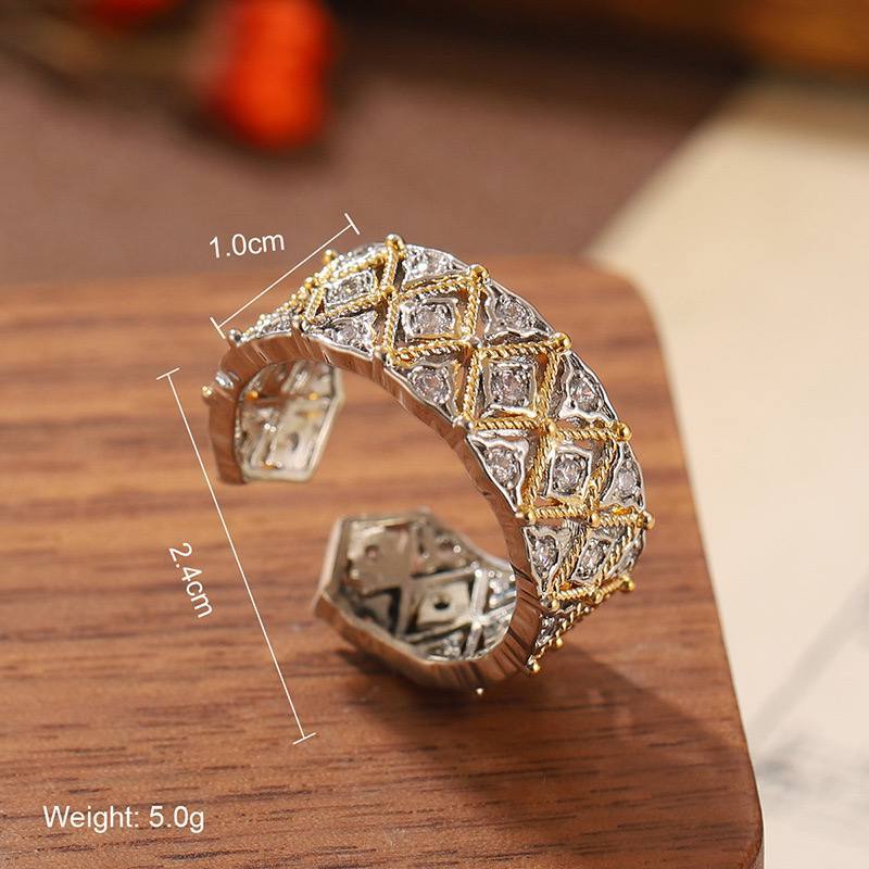 Gold Plated Zircon Adjustable Ring – Free Size S1