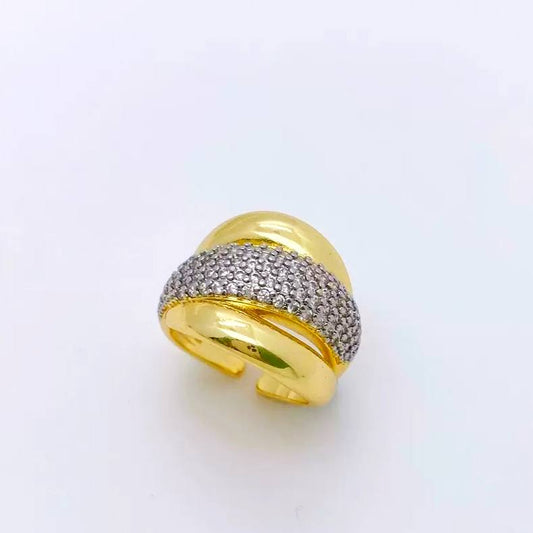 Gold Plated Zircon Ring – Free Size S1