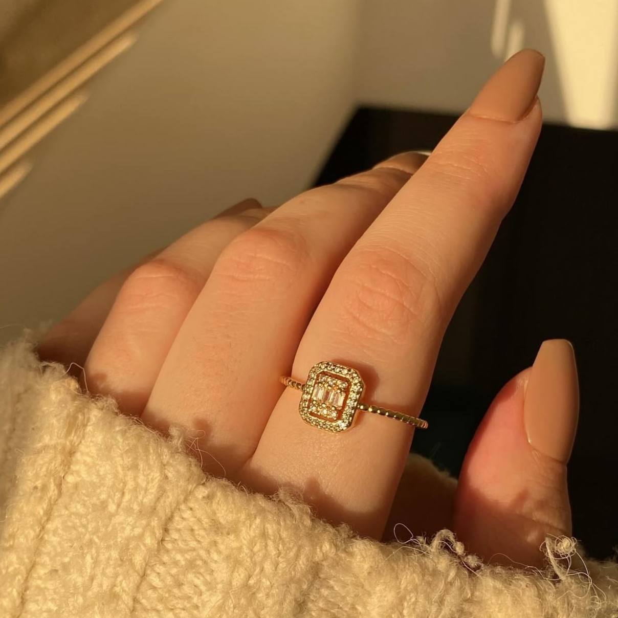 Gold Plated Zircon Ring – Free Size S1