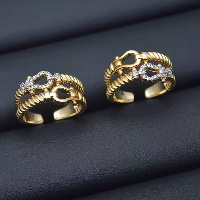 Gold Plated Zircon Ring – Free Size S1