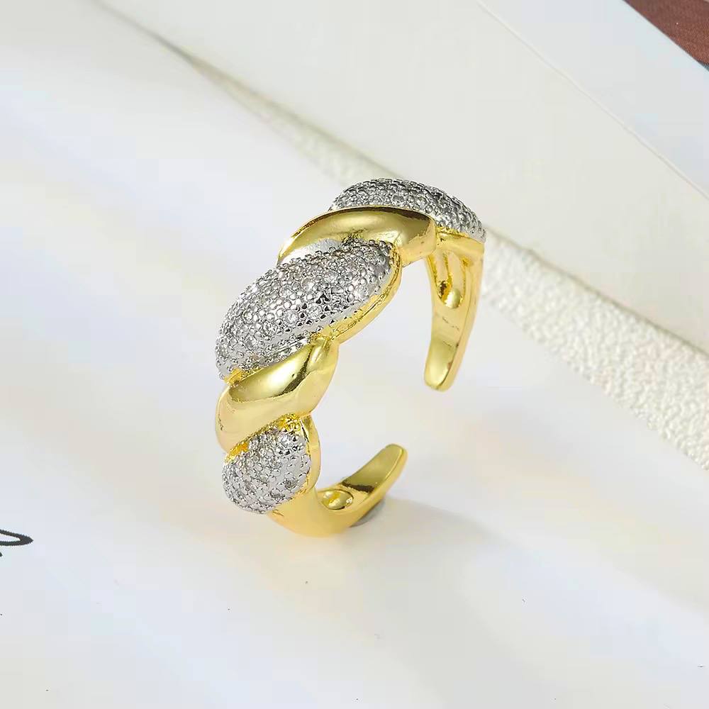 Gold Plated Zircon Ring – Free Size S1