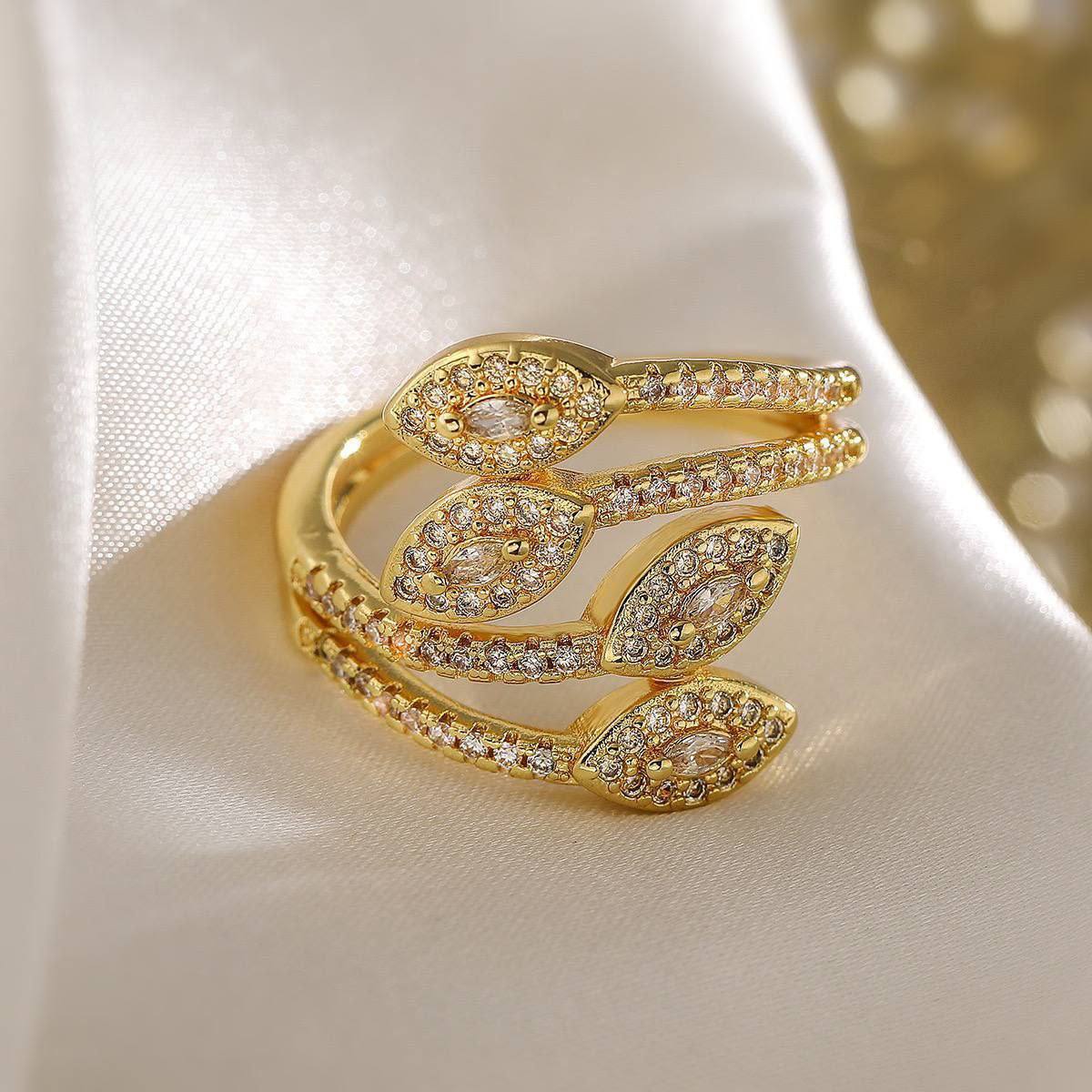 Gold Plated Zircon Ring – Free Size S1