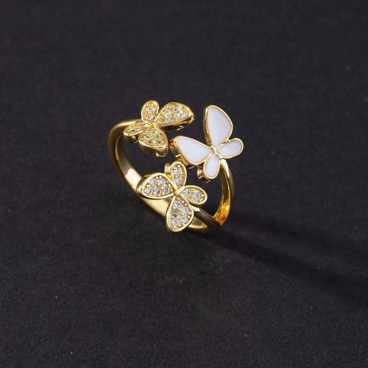 Gold Plated Zircon Ring – Free Size S1