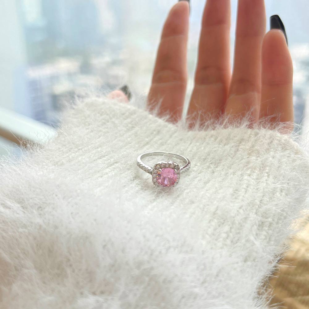 Pandora Square Ring – Infinity Design with Zircon Stones – Chinese Gold | Free Size S1