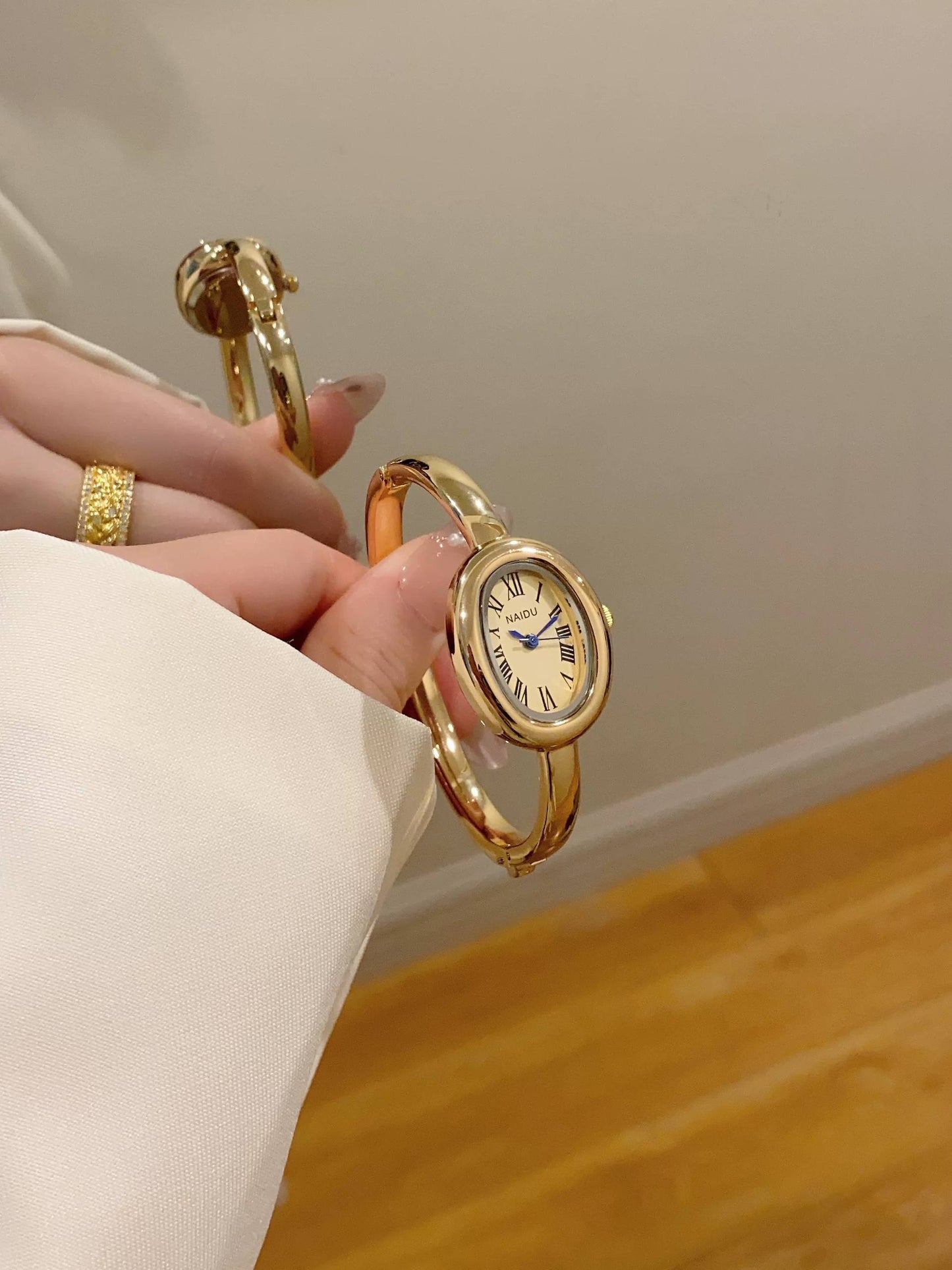 Cartier Classic Watch – White/Black/Gold Dial with Stones S1