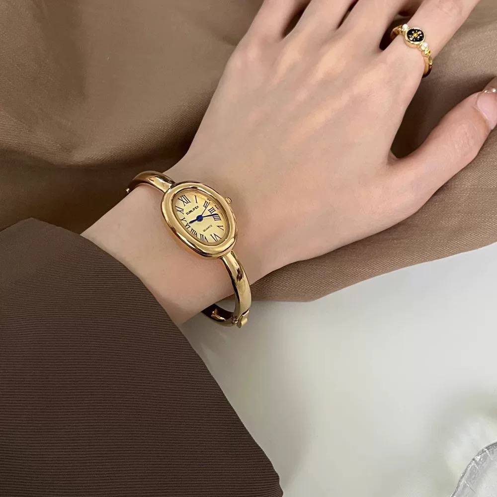 Cartier Classic Watch – White/Black/Gold Dial with Stones S1