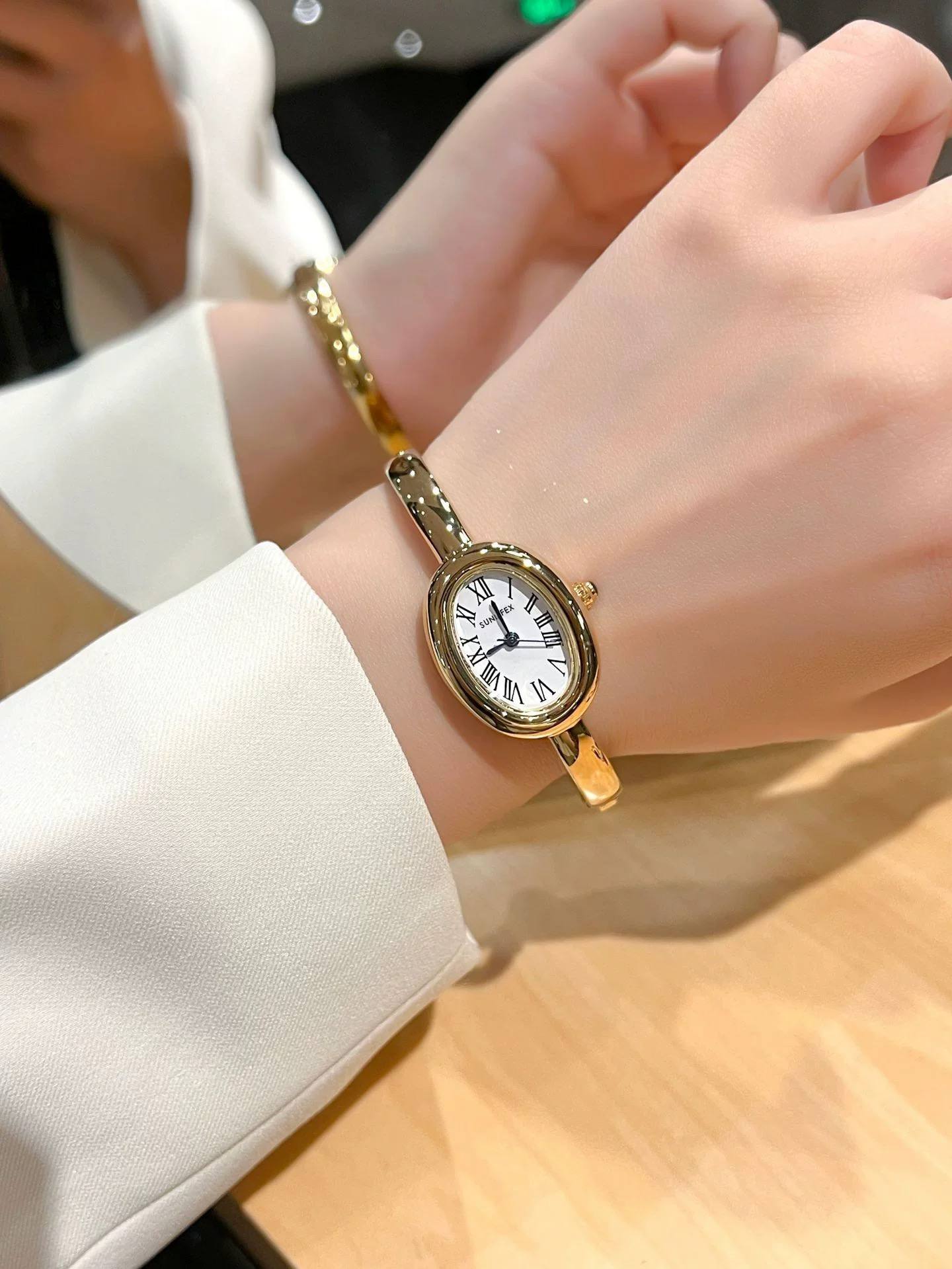 Cartier Classic Watch – White/Black/Gold Dial with Stones S1