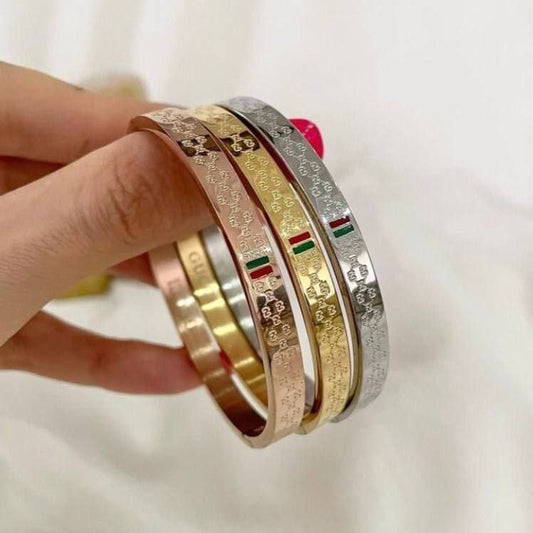 Gucci Triple Stainless Steel Bangle Set – 3 Pieces (Engraved Original Stamp) – Size 18 S1