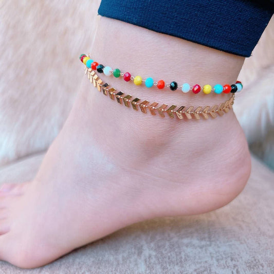 Chinese‑Gold Anklet – Pure Finish (Adjustable) S1