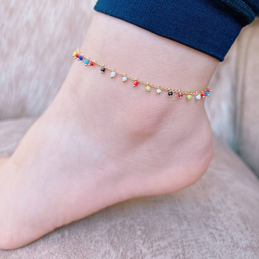 Chinese‑Gold Anklet – Pure Finish (Adjustable) S1