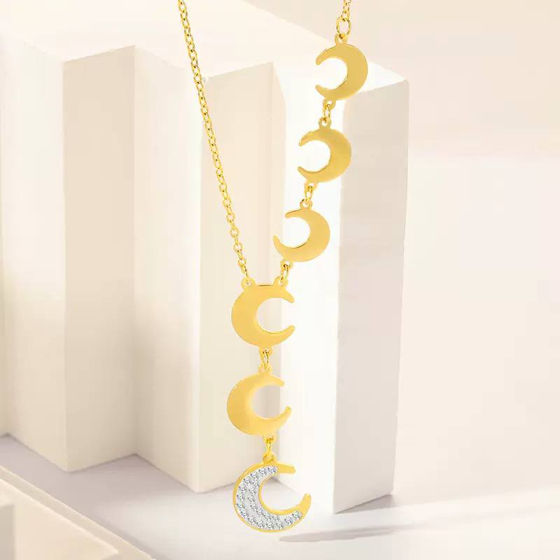 Pure 316L Stainless Steel Crescent Necklace S1