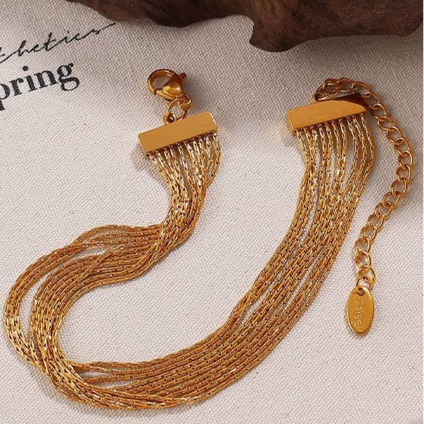 10-Layer Gold-Tipped 316L Pure Stainless Steel Bracelet S1