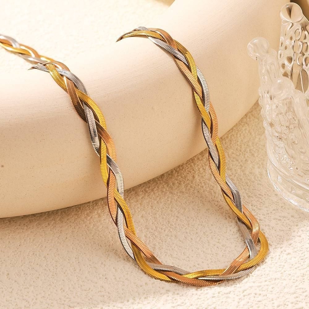 Braided Snake-Back 316L Pure Stainless Steel Necklace S1