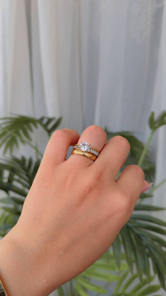 Cartier Twins Stainless Steel Ring with Gemstone S1