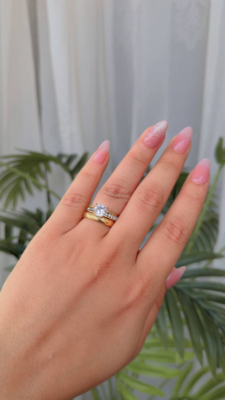 Cartier Twins Stainless Steel Ring with Gemstone S1