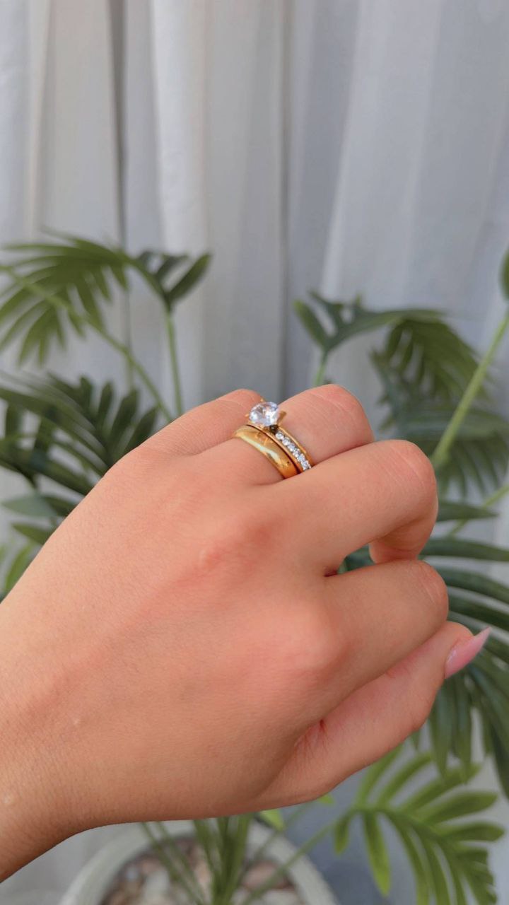 Cartier Twins Stainless Steel Ring with Gemstone S1