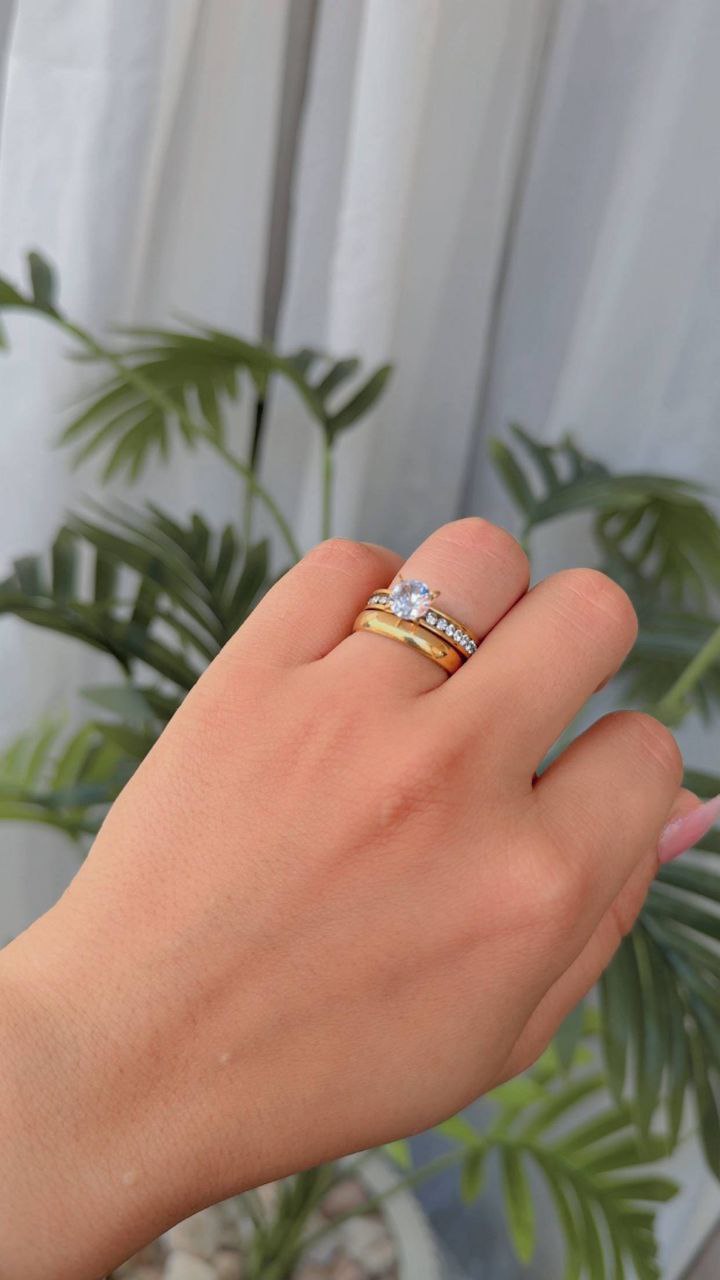 Cartier Twins Stainless Steel Ring with Gemstone S1