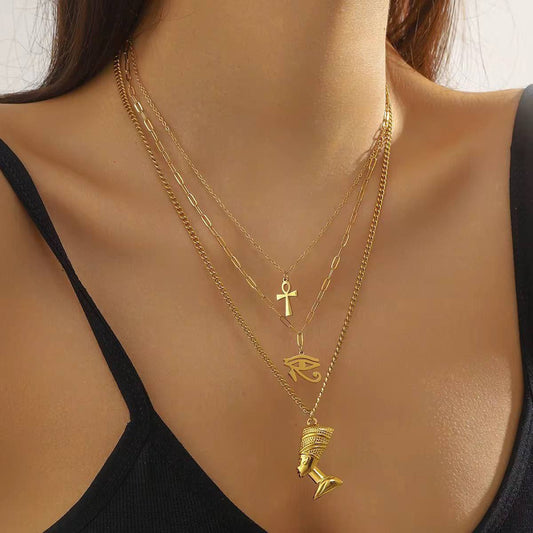 Pharaonic 3-Layer Stainless Steel Necklace S1